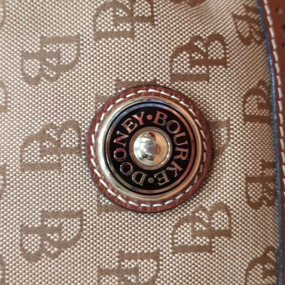 Dooney & Bourke GUC Canvas Monogram Brown Tote Purse COA & Registration Card - Picture 2 of 15